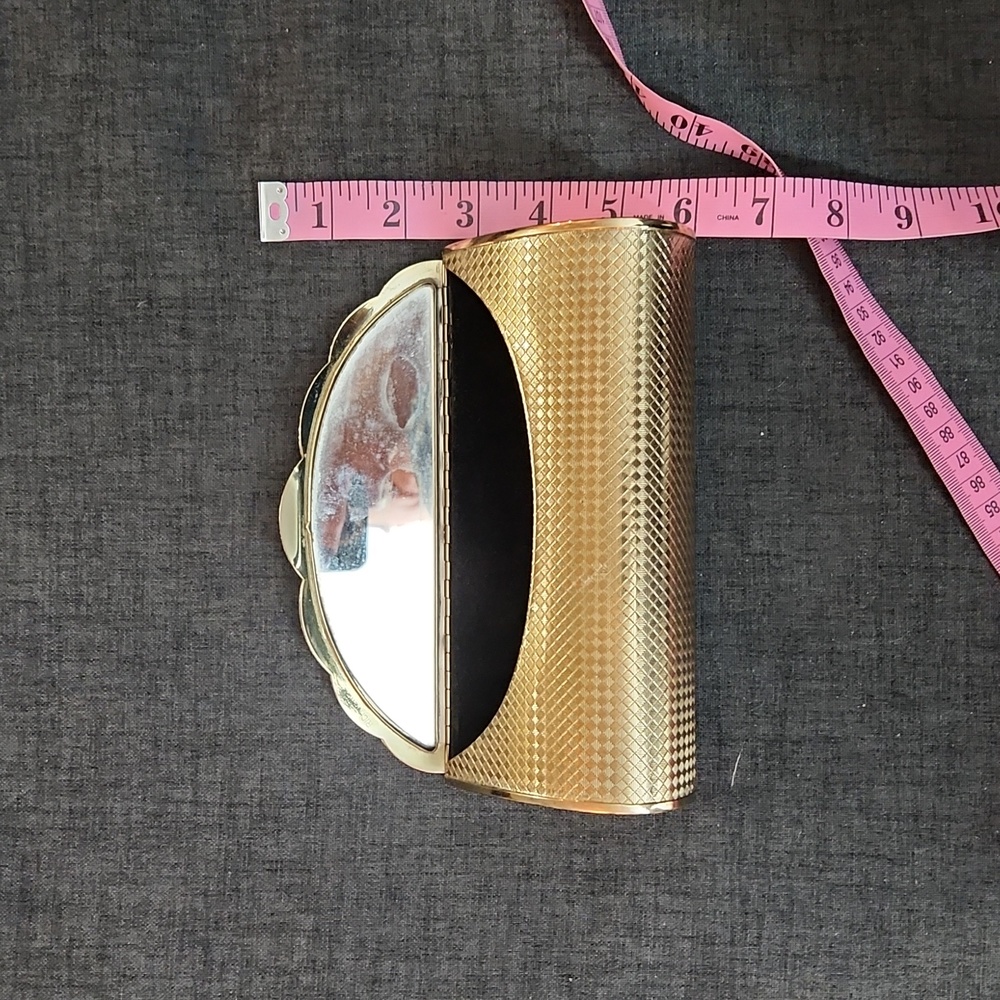Vintage Midcentury Stamped Brass Envelope Clutch Purse With Mirror - Picture 6 of 6